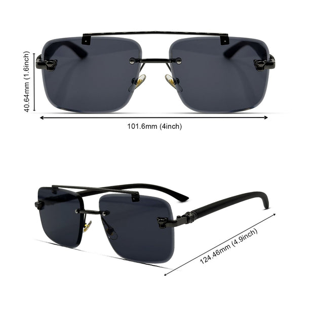 Mafia Black Luxury Rimless Sunglasses 🕶️ A019
